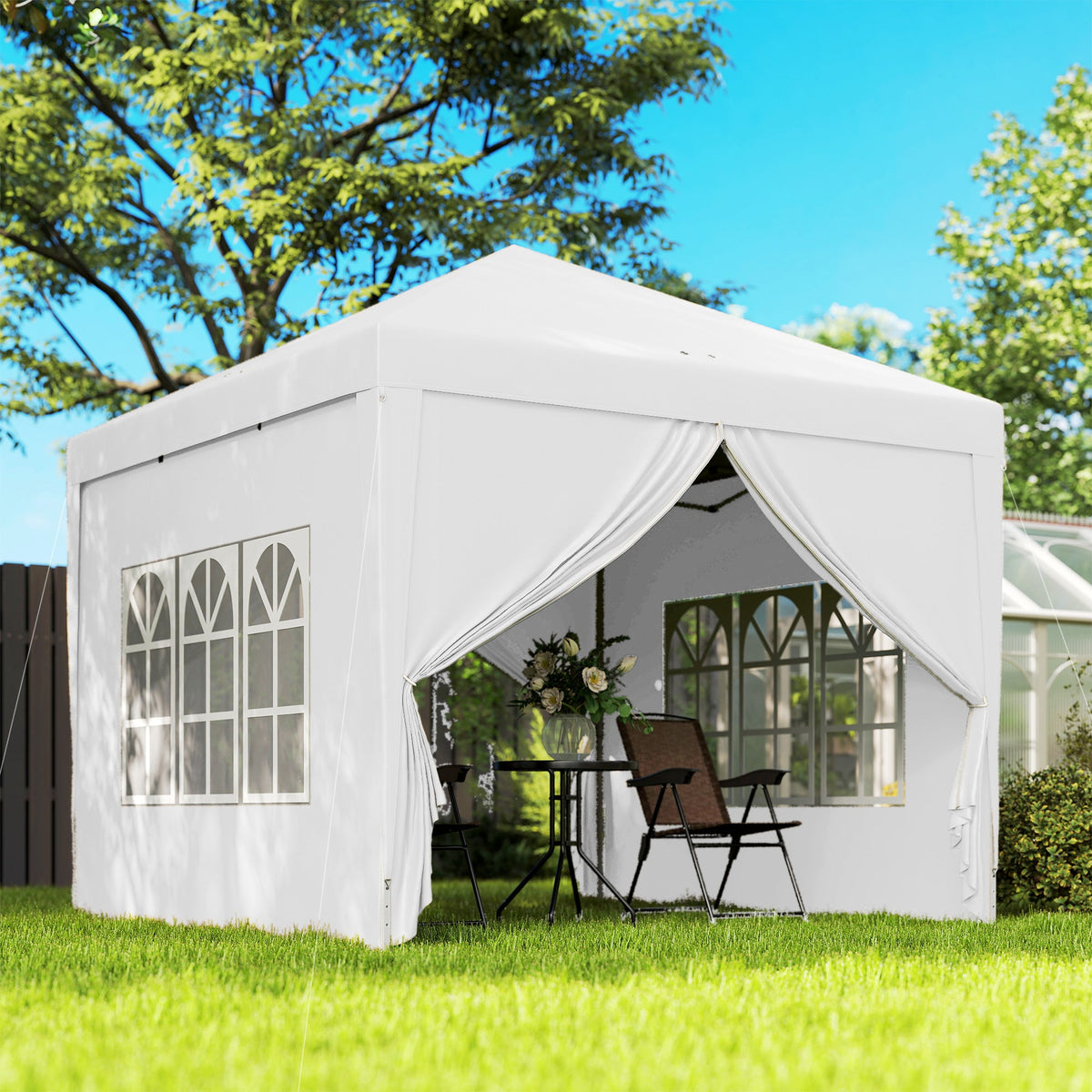10' x 10' Outdoor Pop Up Party Tent Gazebo with Carrying Bag, White — product view 4