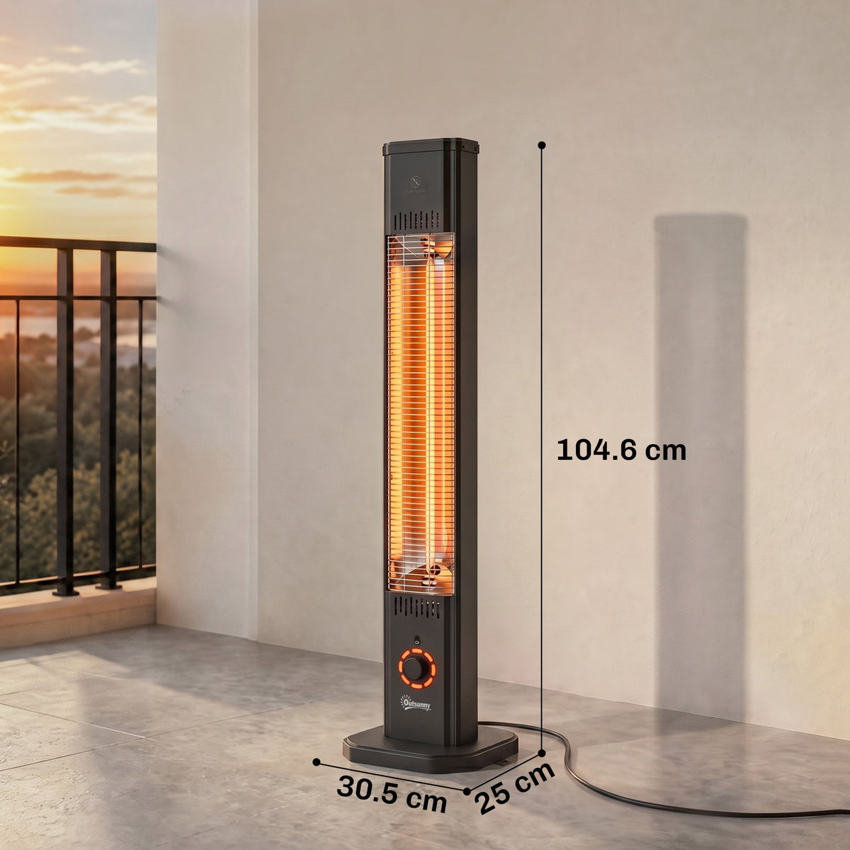 2000 W IR Patio Heater with Cover, Wall or Freestanding, Knob & Remote, Black — product view 5