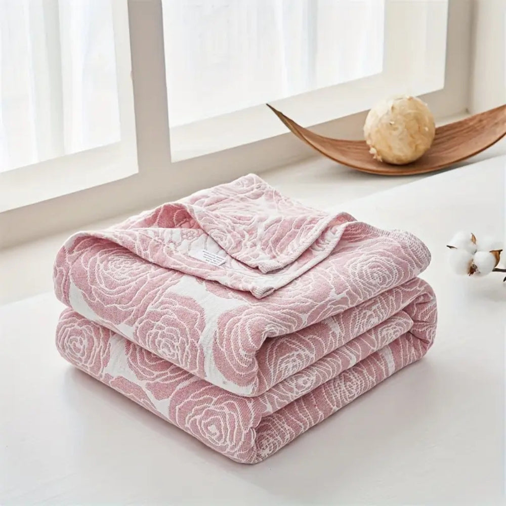 LoungeYard | Lure Whisper Rose Cotton Blanket — product view 3
