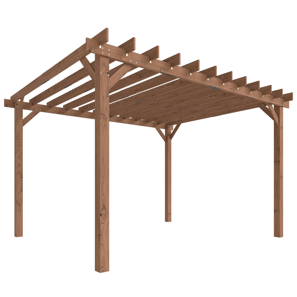 PerArbor 3.6 x 3 m Maple Wood-effect Pergola with Triangle Supports for Climbing Vines — product view 1