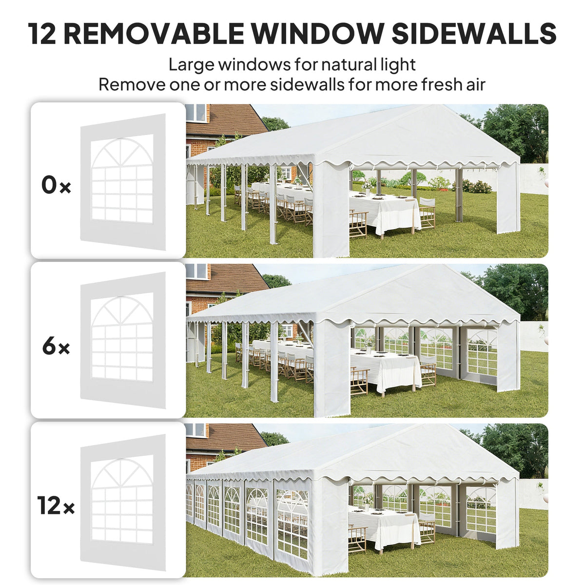 20' x 40' Heavy Duty Party Tent and Carport with Sidewalls, White — product view 7