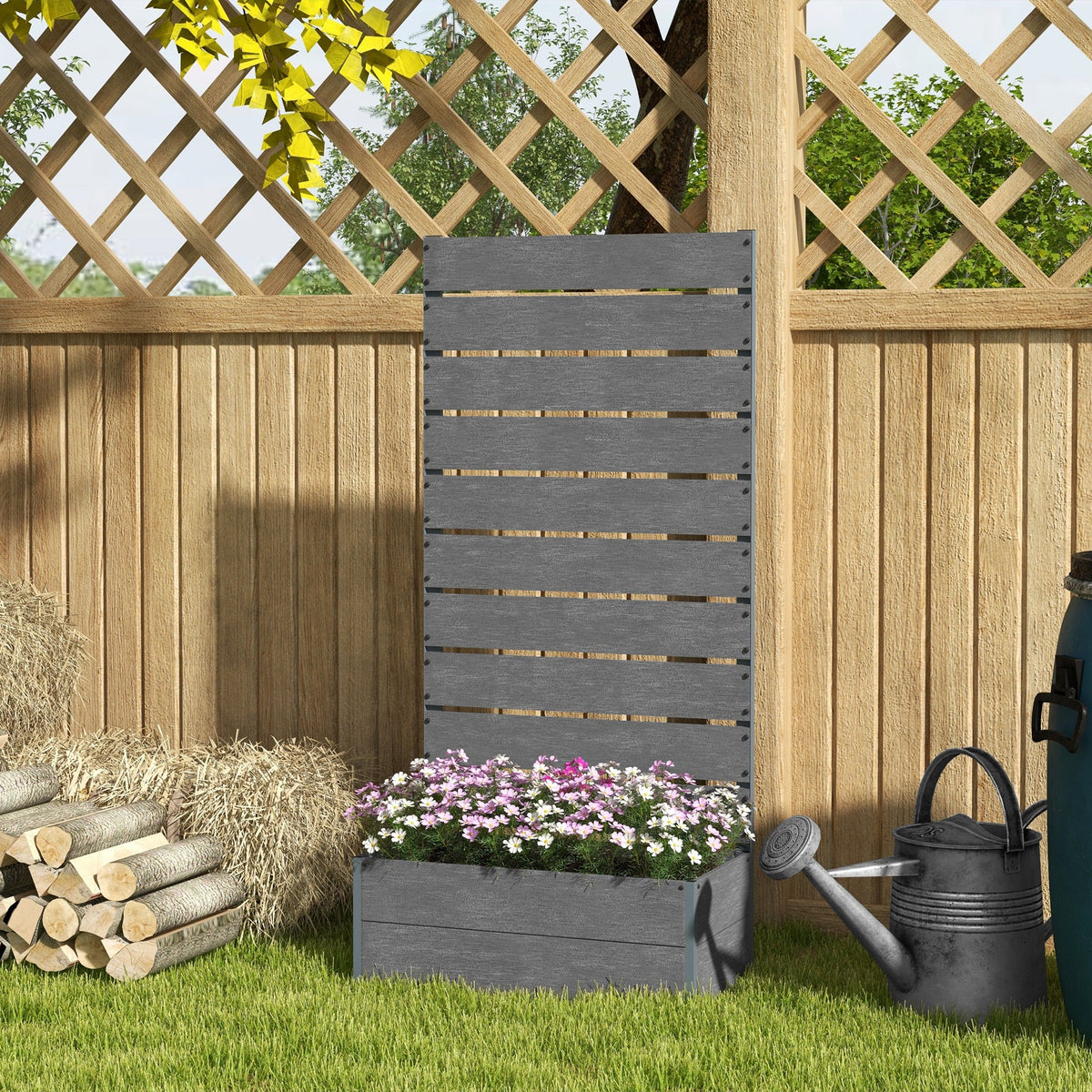28" x 15" x 59" Raised Garden Bed with Trellis, Dark Grey — product view 4