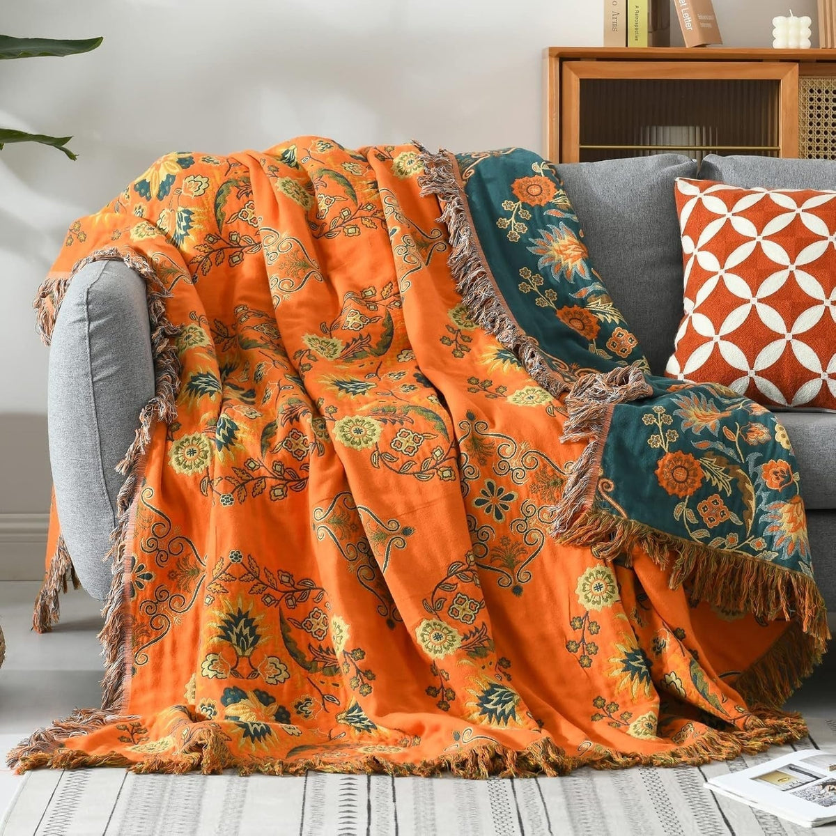 LoungeYard | Reversible blanket in Marigold design for cozy warmth — product view 1