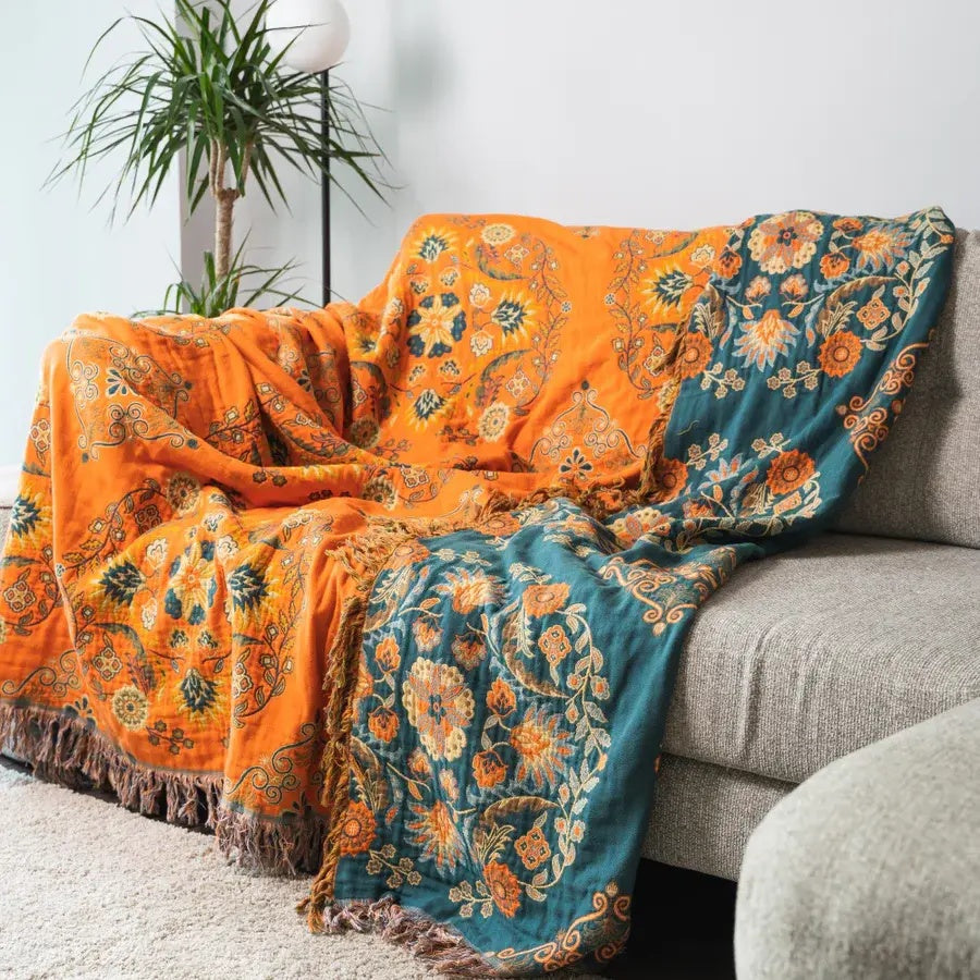 LoungeYard | Reversible blanket in Marigold design for cozy warmth — product view 3