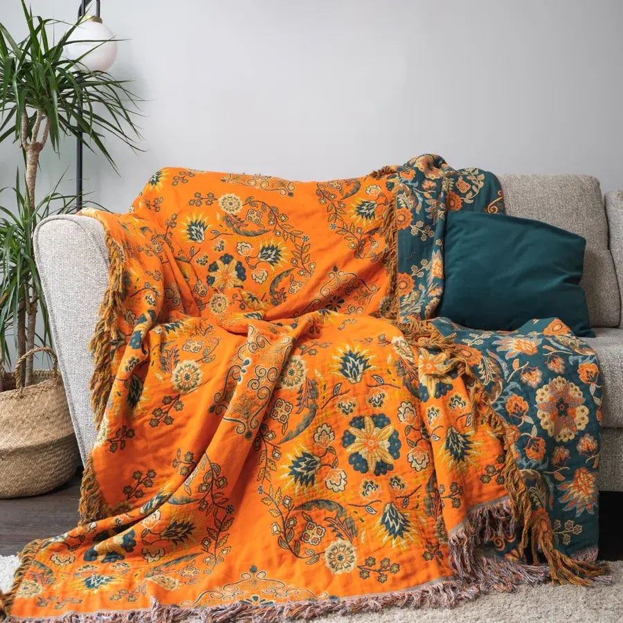 LoungeYard | Reversible blanket in Marigold design for cozy warmth — product view 5