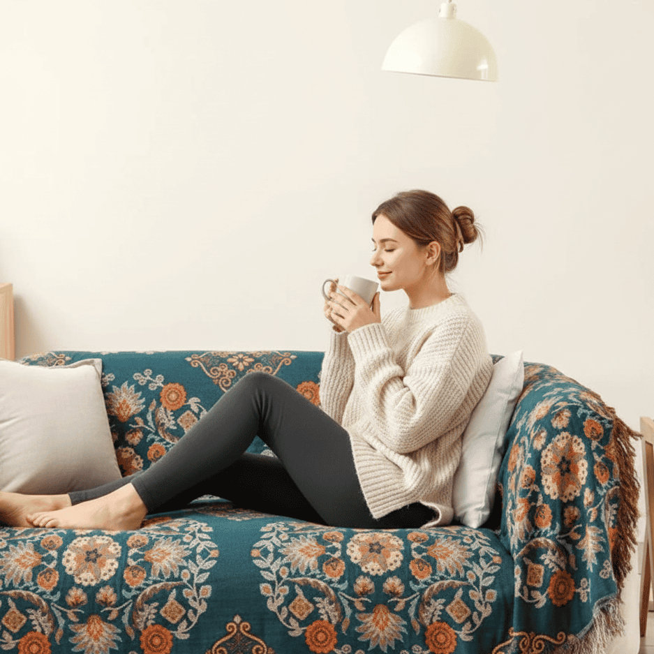LoungeYard | Reversible blanket in Marigold design for cozy warmth — product view 7