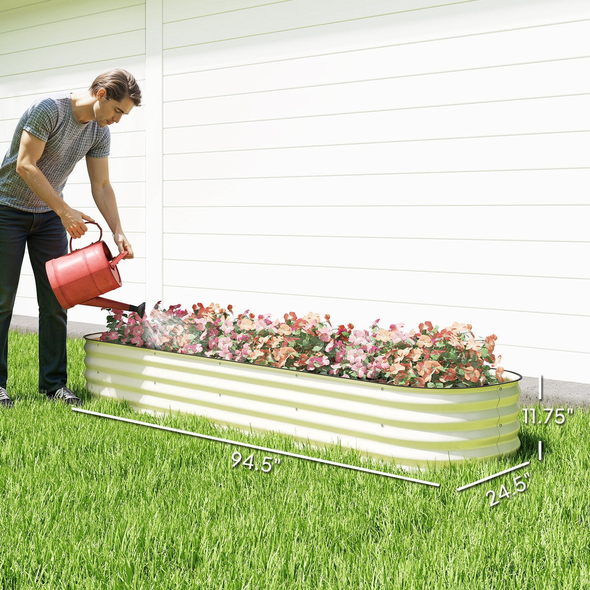 8' x 2' x 1' Galvanized Raised Garden Bed Kit, Cream — product view 5