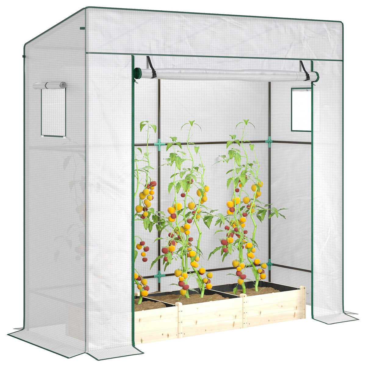 77.2" x 30.3" x 77.6" Lean-to Tomato Greenhouse, White — product view 1