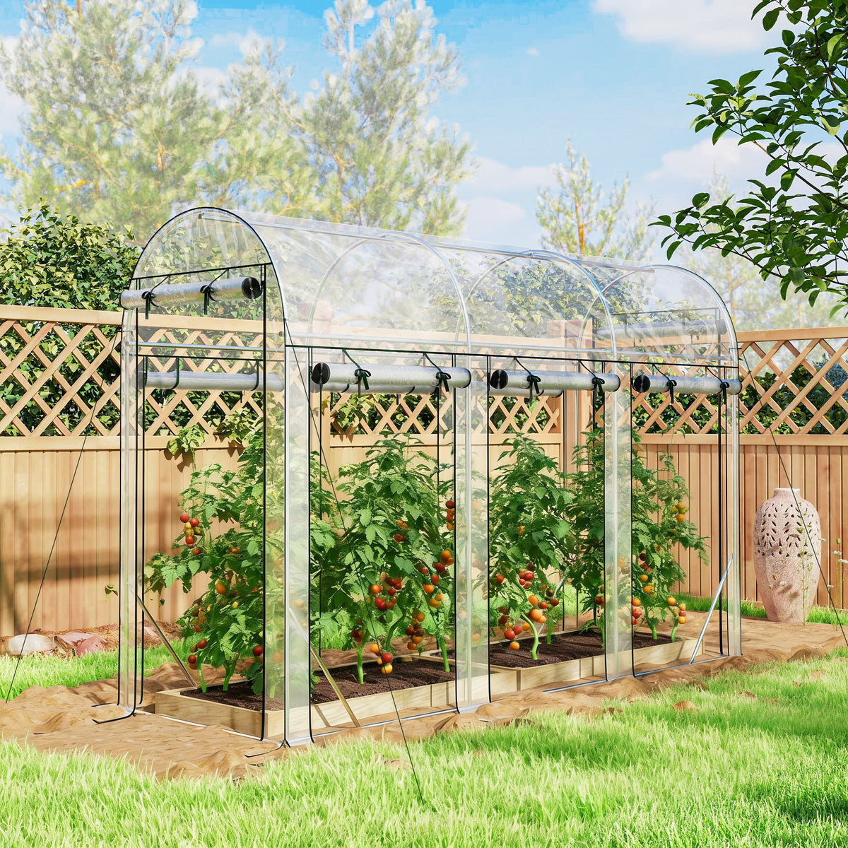 10' x 3' x 6.5' Walk-in Tunnel Greenhouse, Clear — product view 3