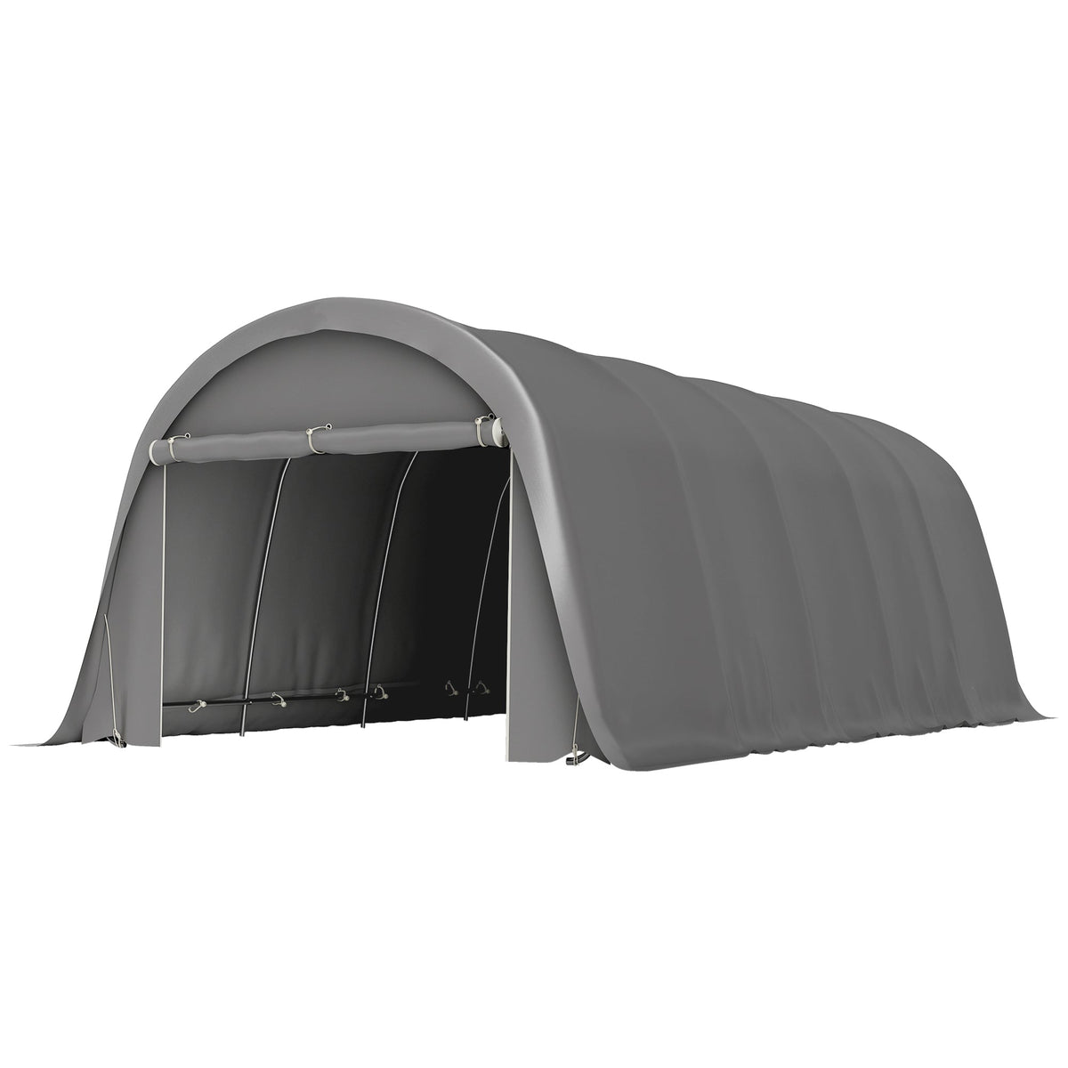 12' x 23.6' Heavy Duty Carport with Roll-Up Door, Dark Gray — product view 2