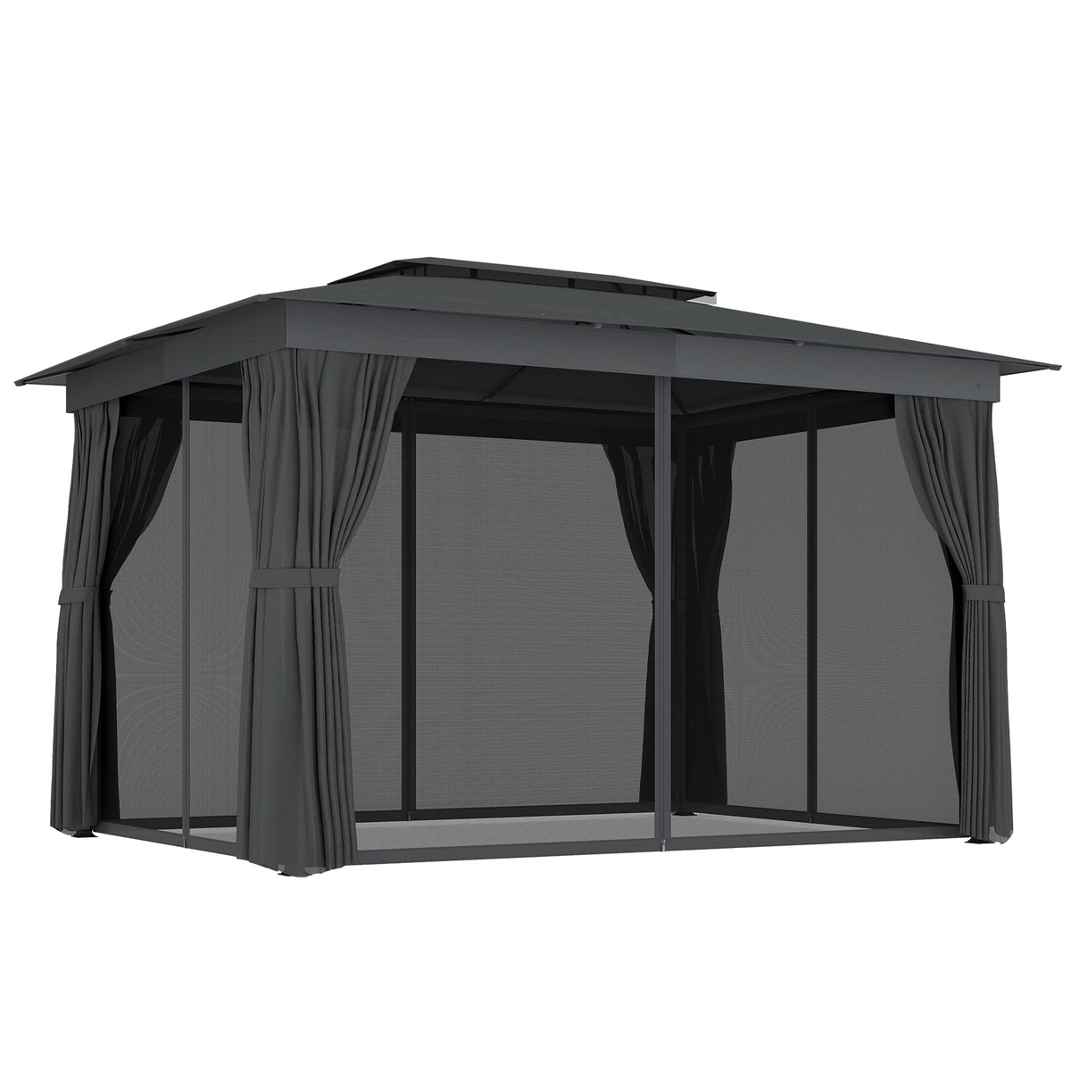 10' x 12' Soft Top Gazebo Canopy Shelter with Double Roof, UPF30+ Protection, Dark Gray — product view 1