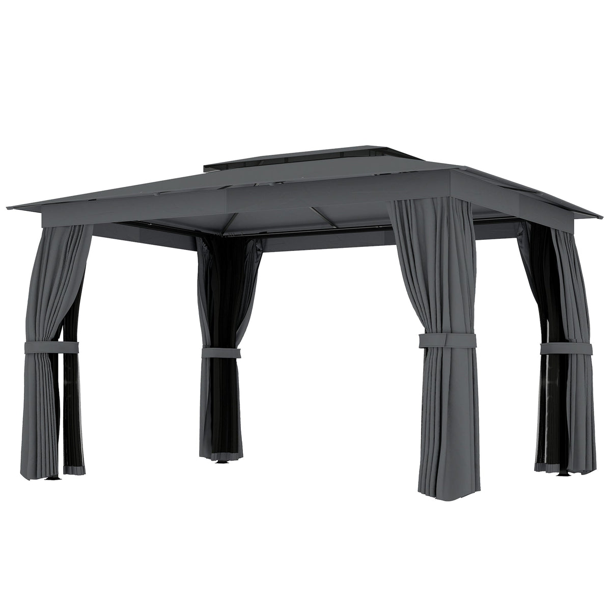 10' x 12' Soft Top Gazebo Canopy Shelter with Double Roof, UPF30+ Protection, Dark Gray — product view 2