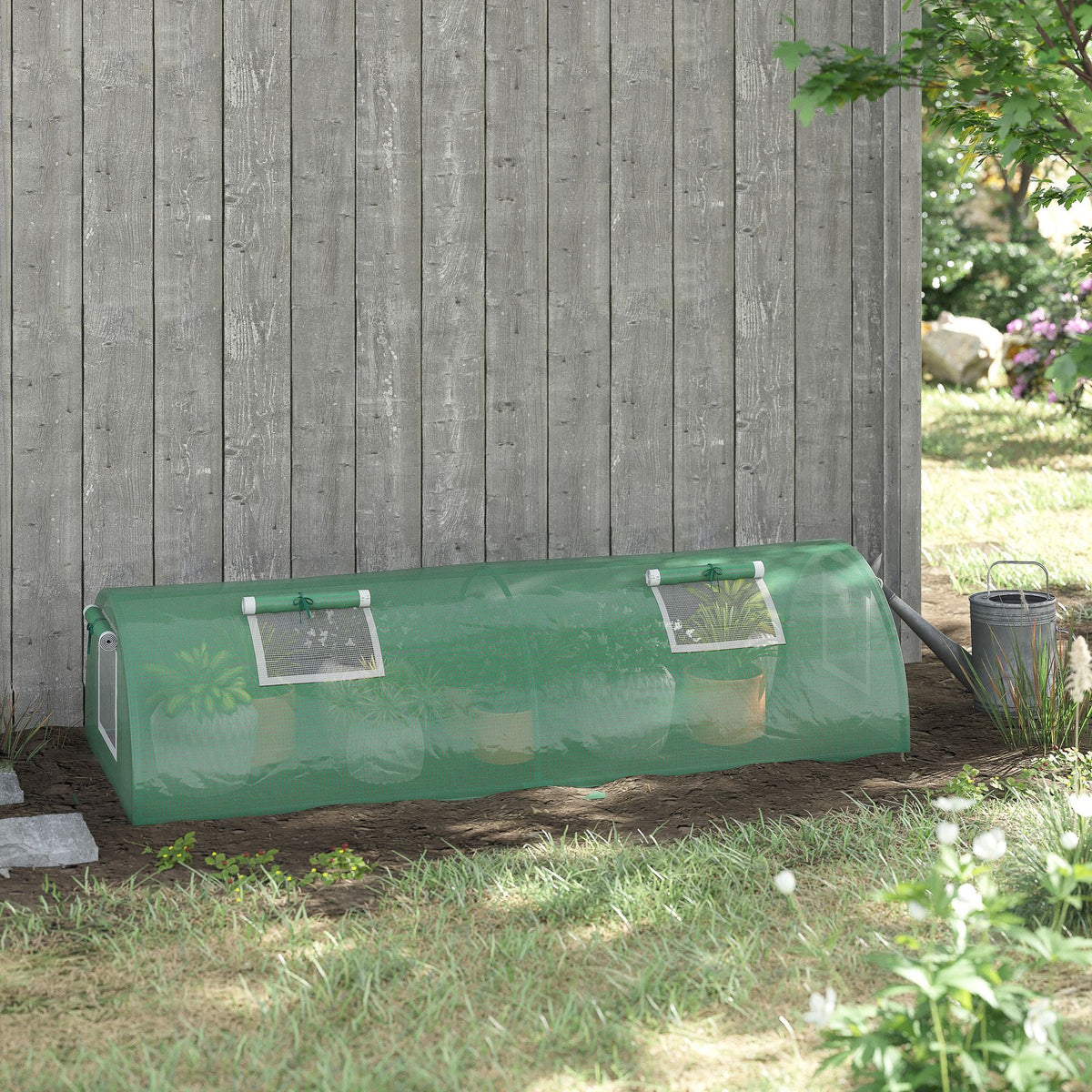 7' x 3' x 2' Portable Mini Greenhouse with 5 Mesh Windows, Green — product view 4