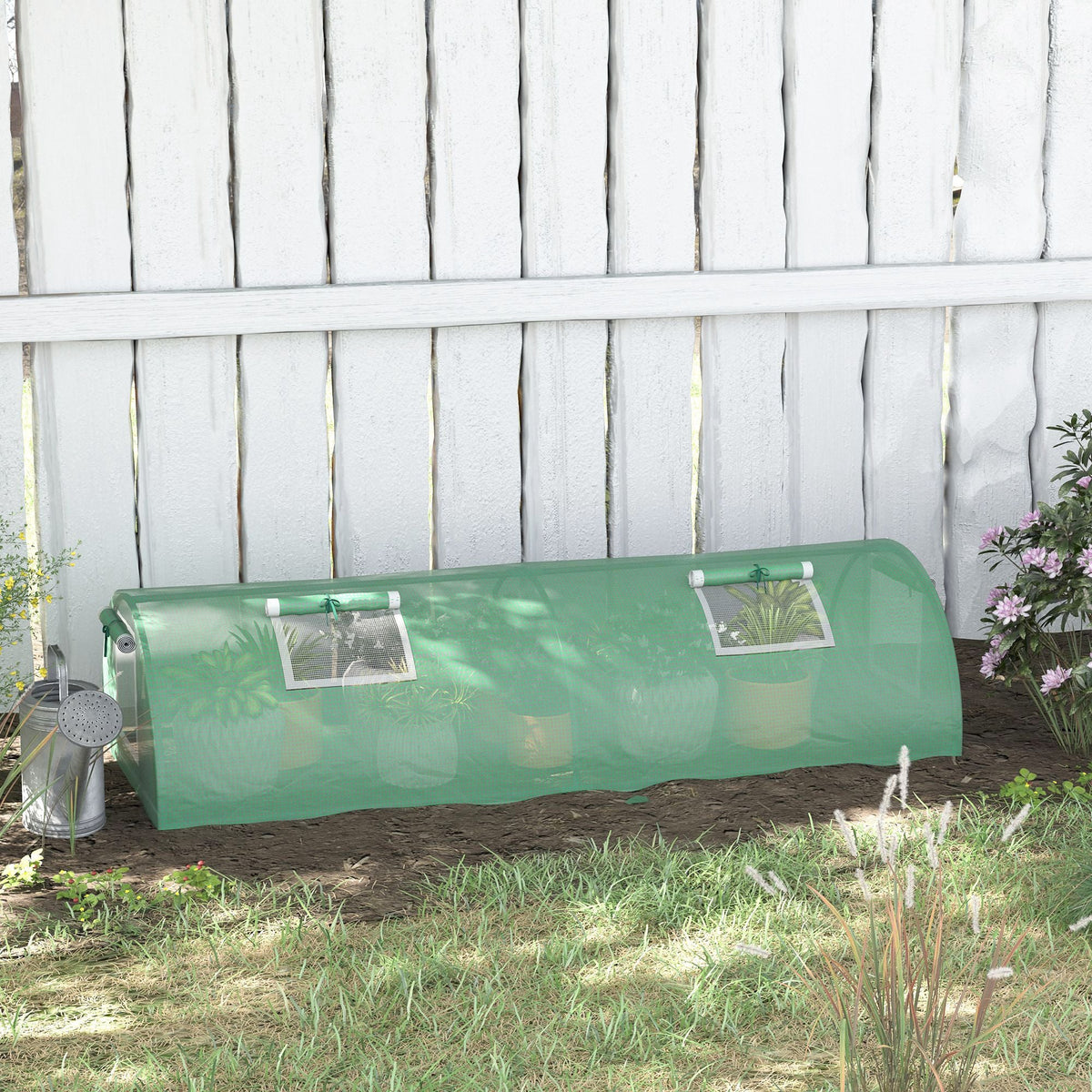 7' x 3' x 2' Portable Mini Greenhouse with 5 Mesh Windows, Green — product view 3