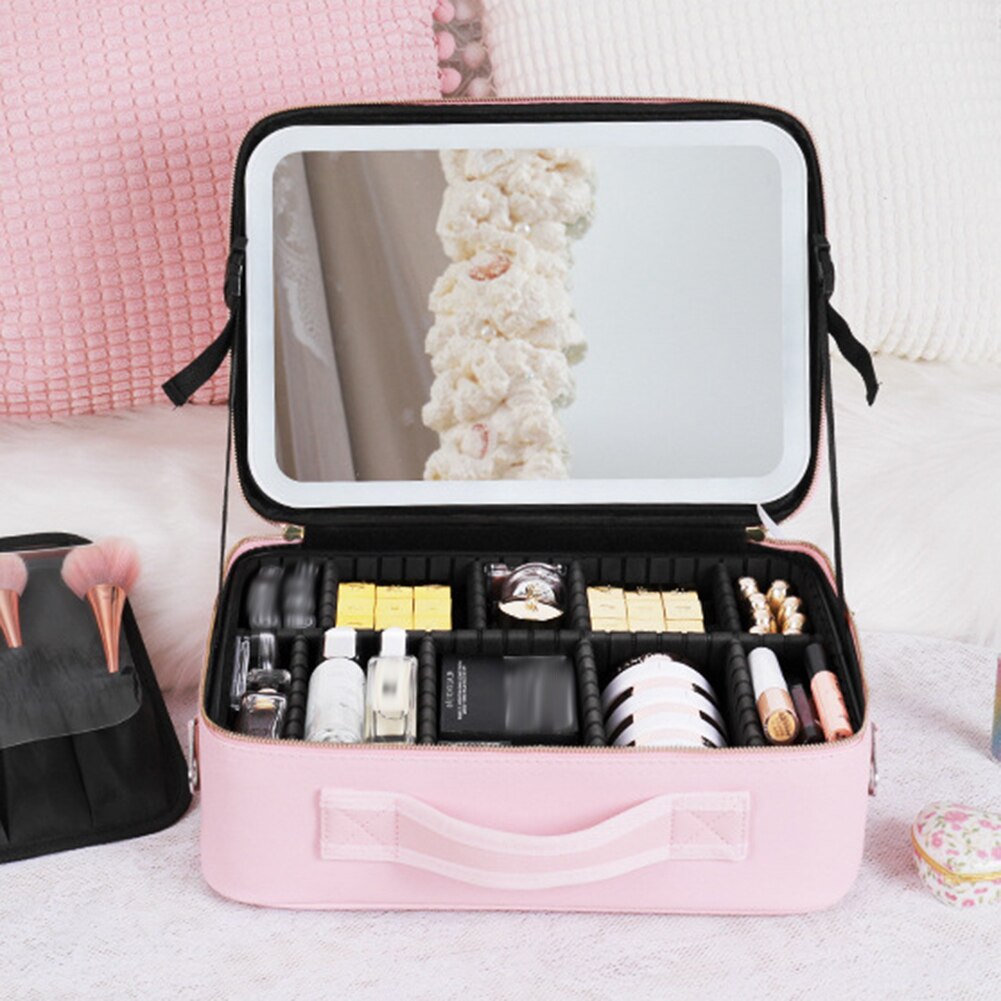 Travel Makeup Case with LED Light & Mirror Portable LoungeYard — product view 7