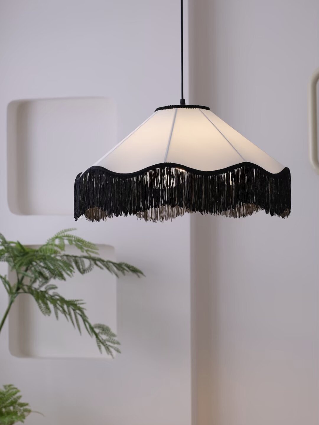 Mantilla Tasseled Fabric Pendant Lamp — product view 6