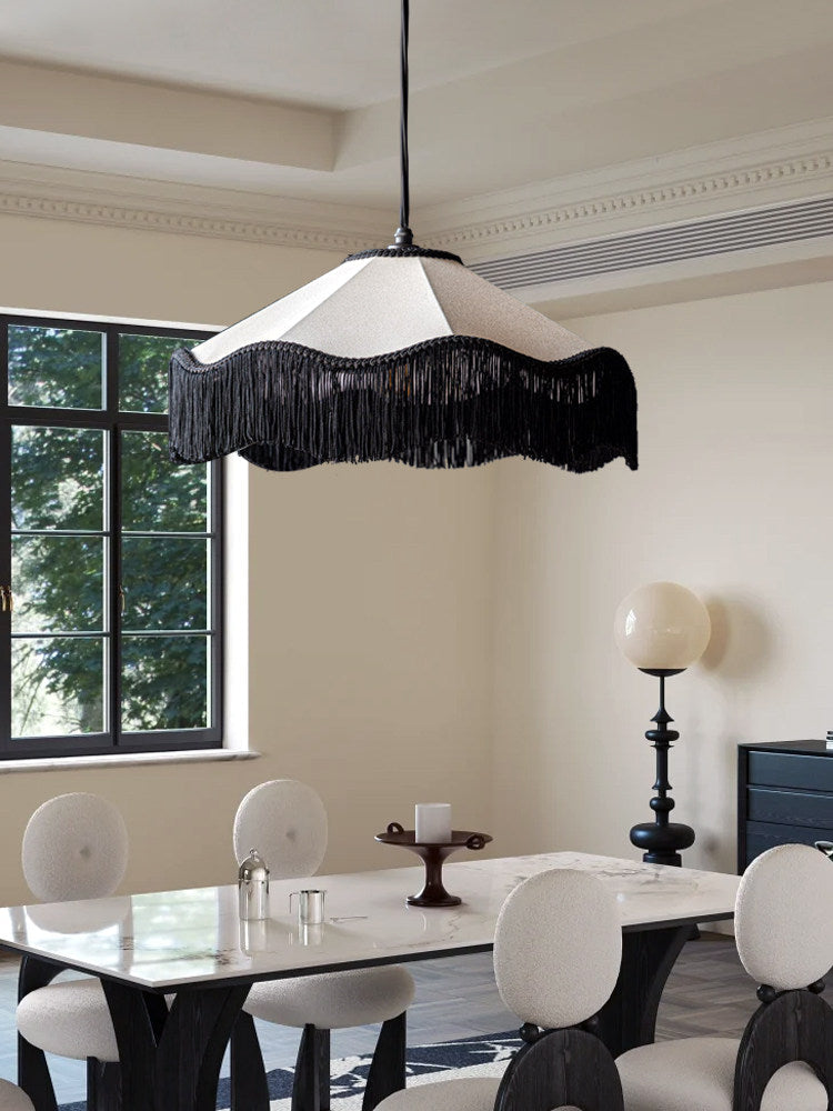 Mantilla Tasseled Fabric Pendant Lamp — product view 3