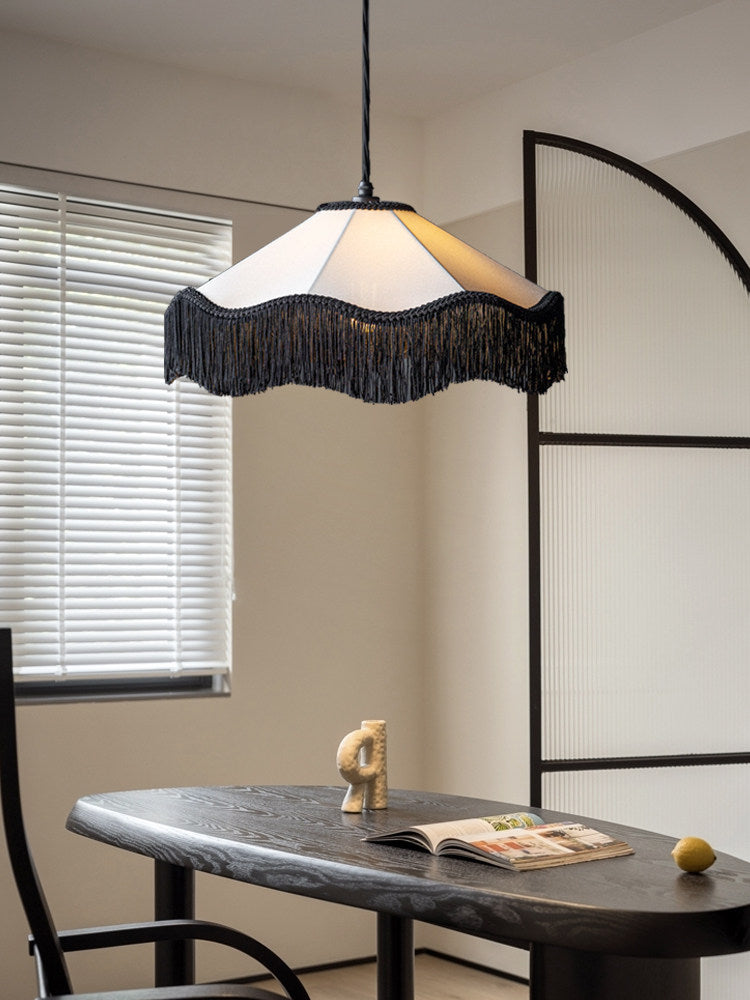 Mantilla Tasseled Fabric Pendant Lamp — product view 4