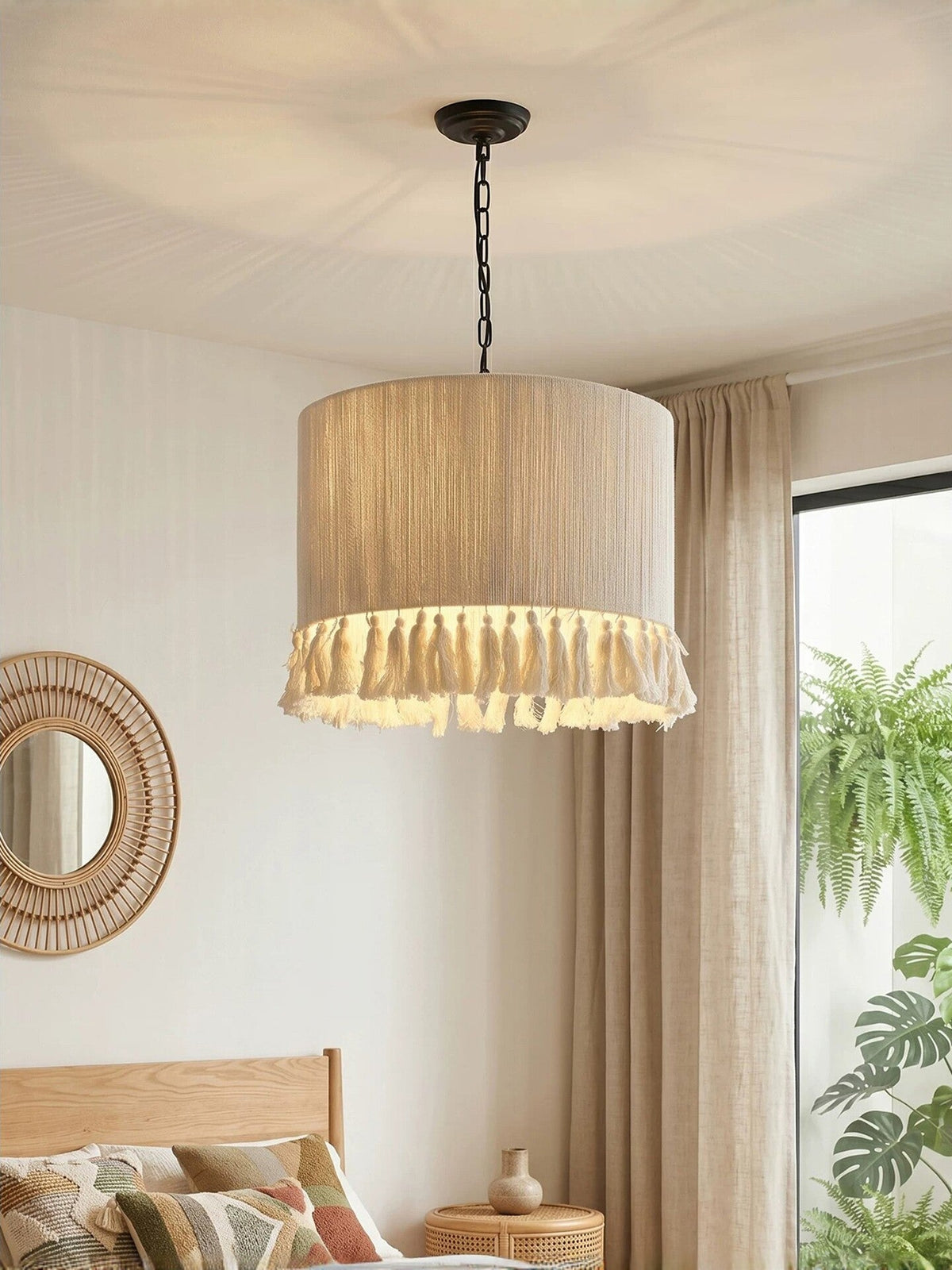 Marlow Tasseled Cotton Pendant Light — product view 4