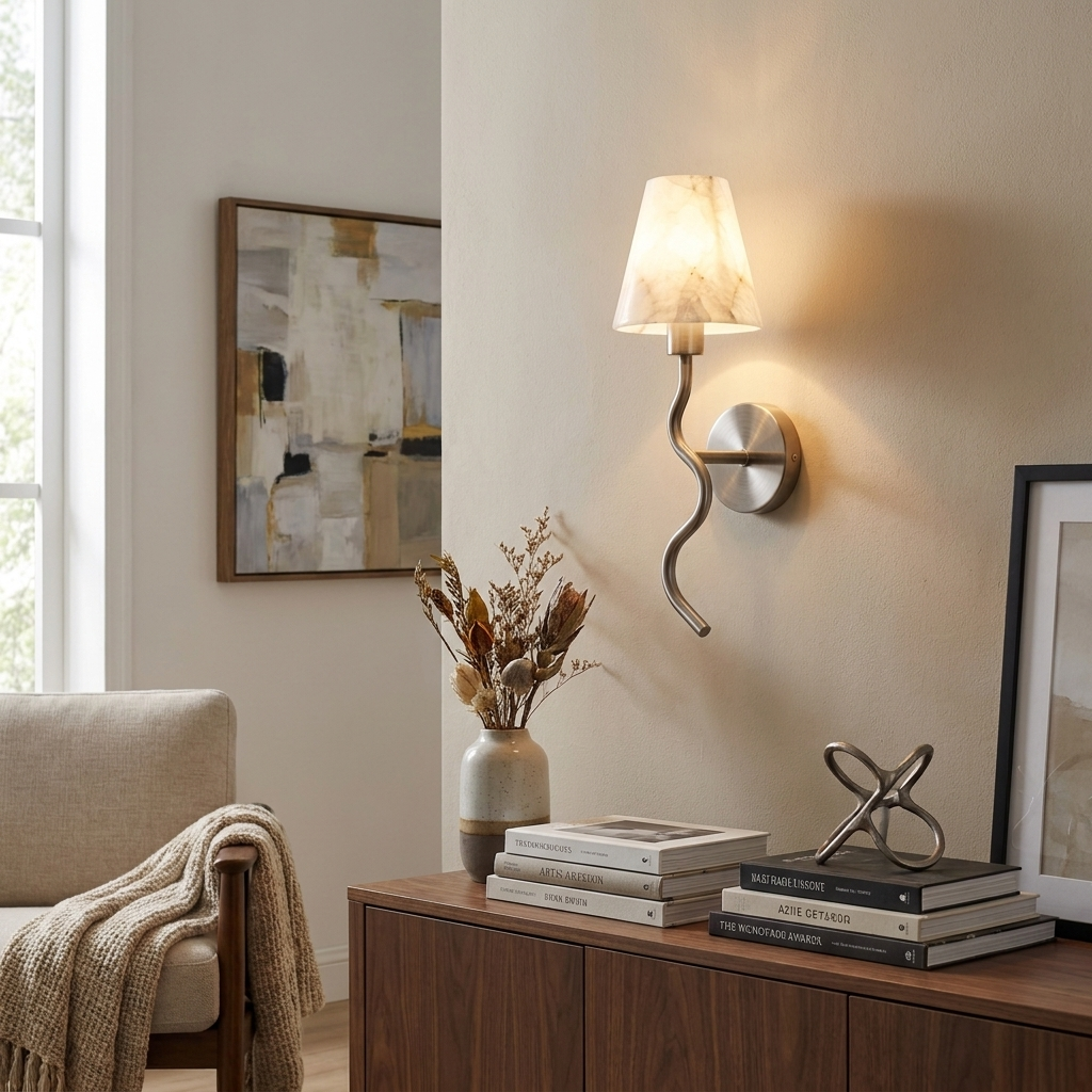 Meander Alabaster Cone Sconce — product view 2
