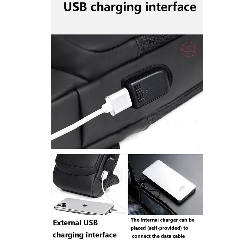 LoungeYard | Men’s Bag with USB Charger – Anti-Theft Crossbody Chest Bag — product view 4