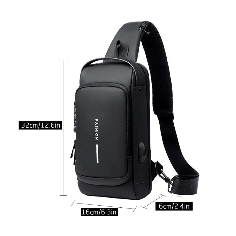 LoungeYard | Men’s Bag with USB Charger – Anti-Theft Crossbody Chest Bag — product view 3