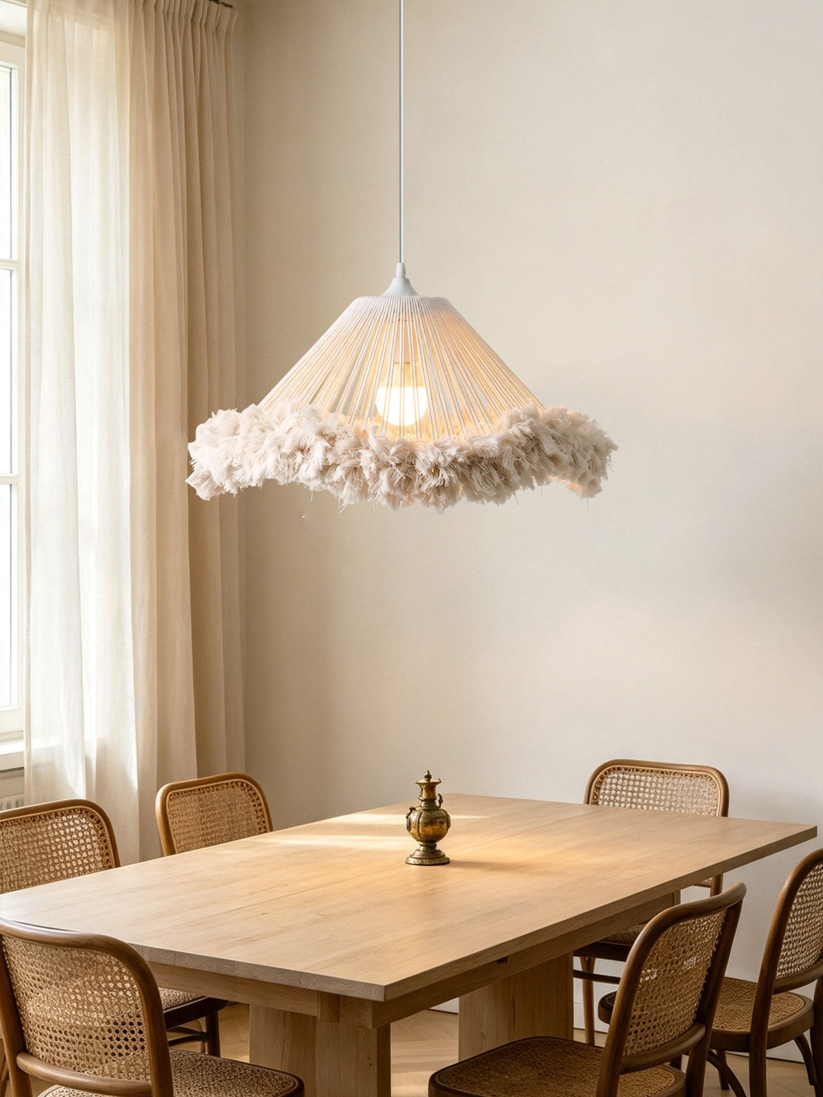 Meringue Fringed Cotton Cone Pendant Lamp — product view 2