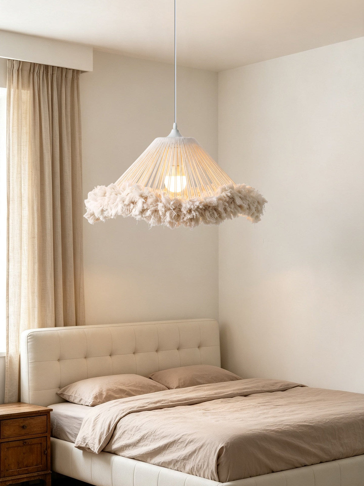 Meringue Fringed Cotton Cone Pendant Lamp — product view 6
