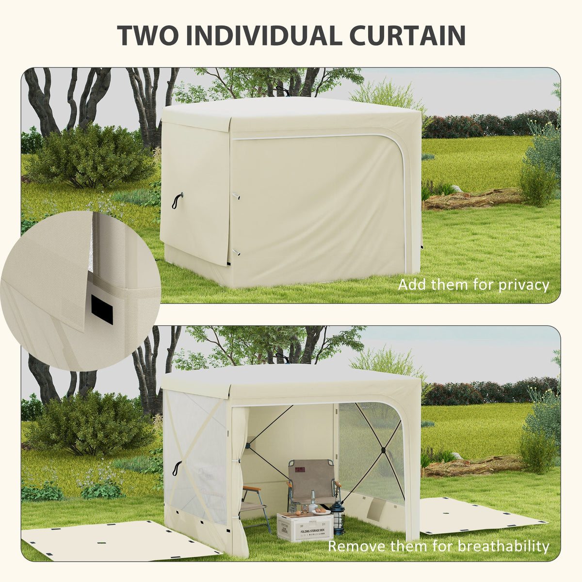 7' x 8' Pop Up Canopy Tent with Curtains and Netting, White — product view 7