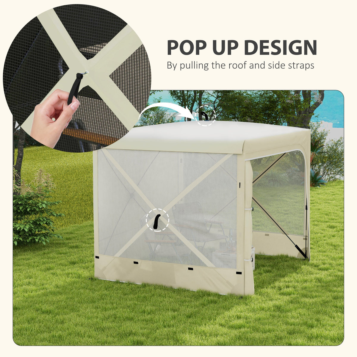 7' x 8' Pop Up Canopy Tent with Curtains and Netting, White — product view 6