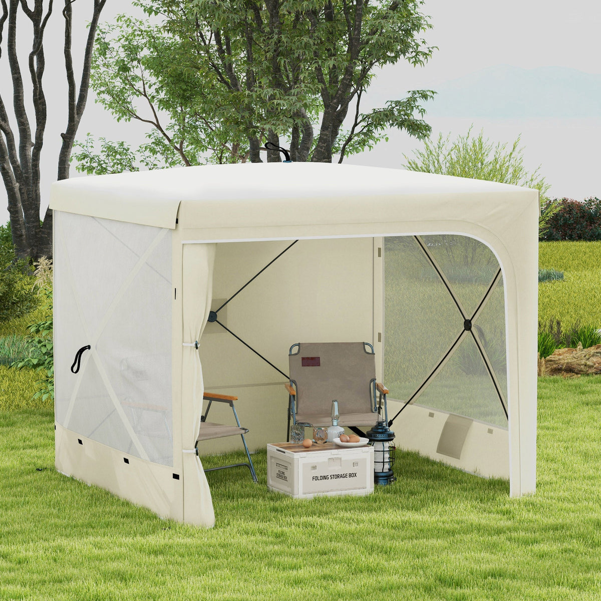7' x 8' Pop Up Canopy Tent with Curtains and Netting, White — product view 3