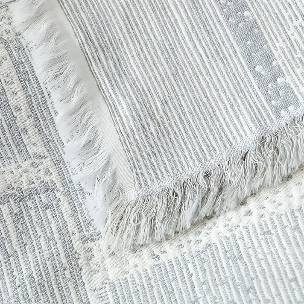 LoungeYard | Mixed Tone Geometric Cotton Blanket — product view 1