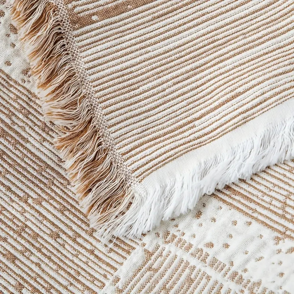 LoungeYard | Mixed Tone Geometric Cotton Blanket — product view 6