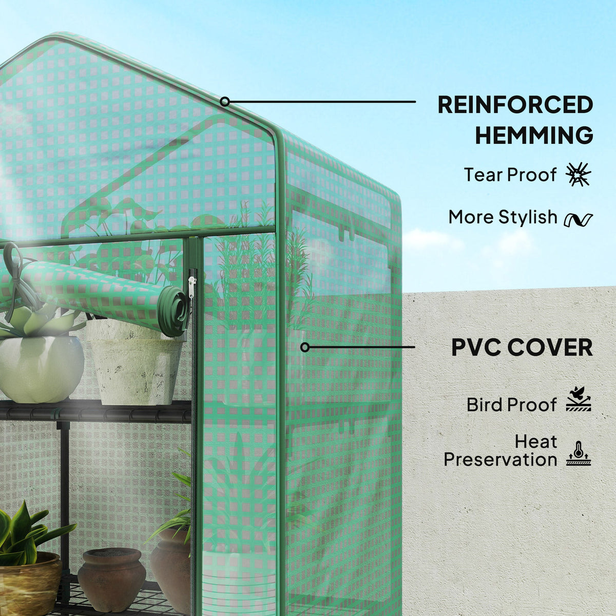 5 Tier Mini Greenhouse with Shelf Clips, 27.25" x 19.25" x 76", Green — product view 6