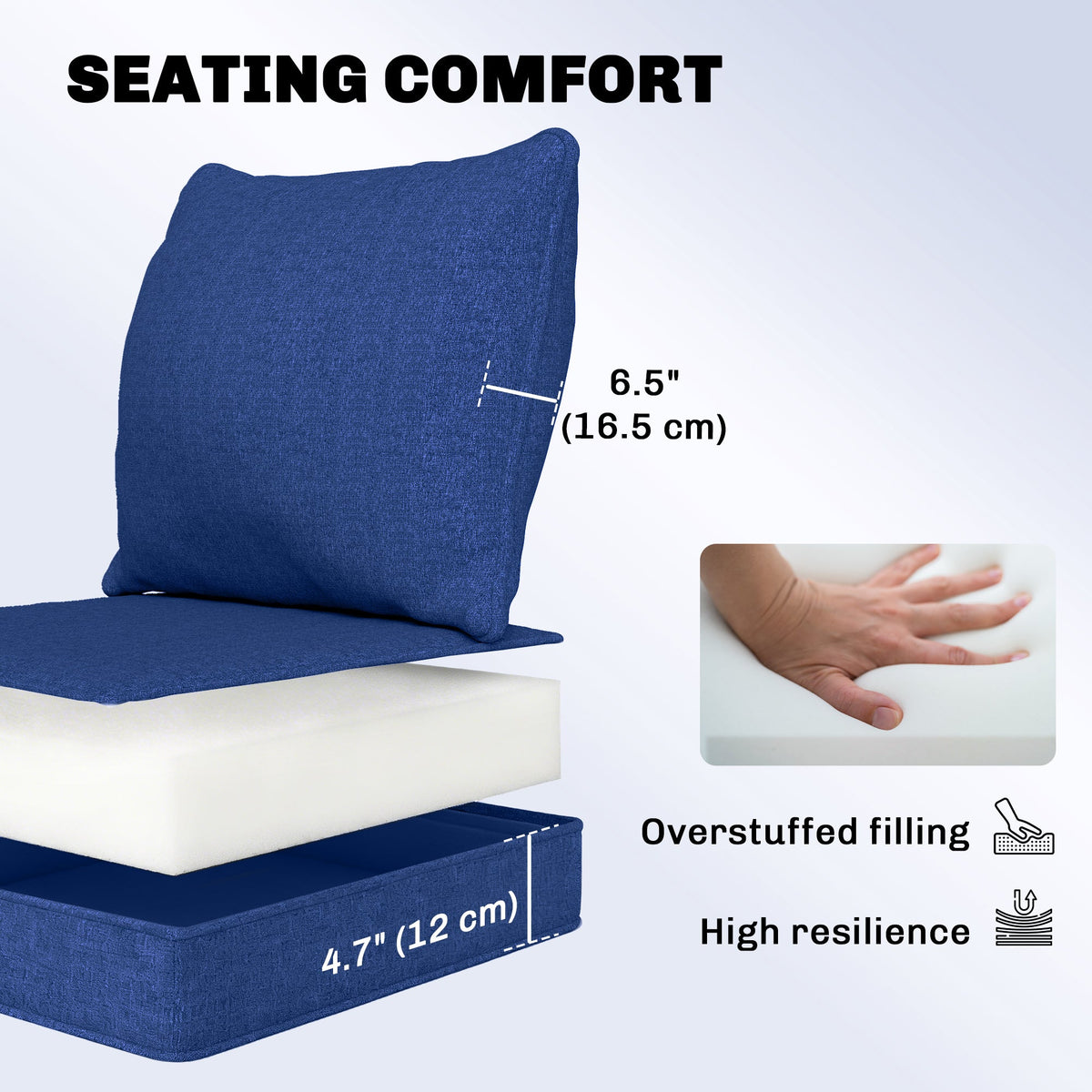 Set of 4 Outdoor Chair Cushions, 24" x 24", Navy Blue — product view 7