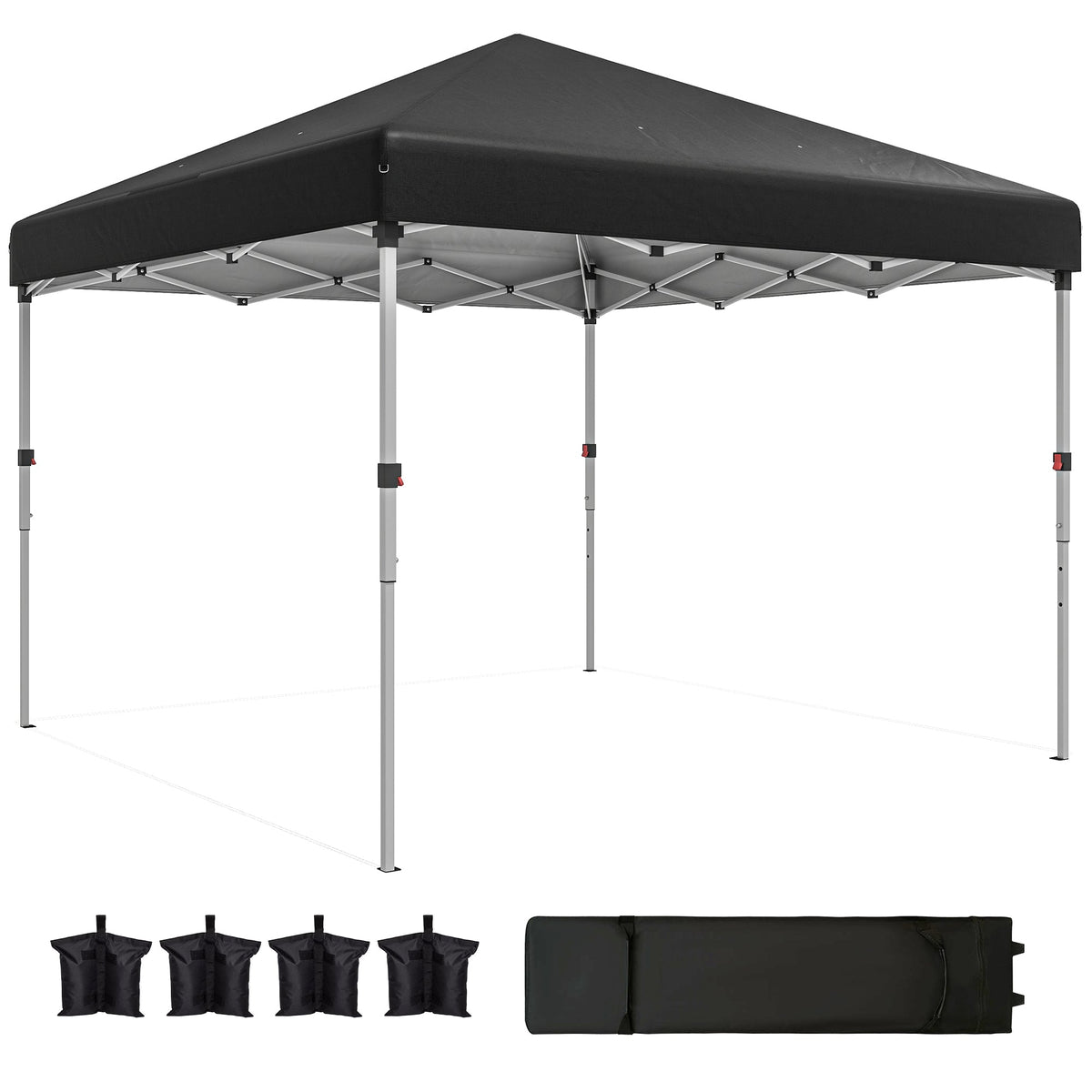 10' x 10' Pop Up Canopy Tent with Sidewalls and Roller Bag, Black — product view 2