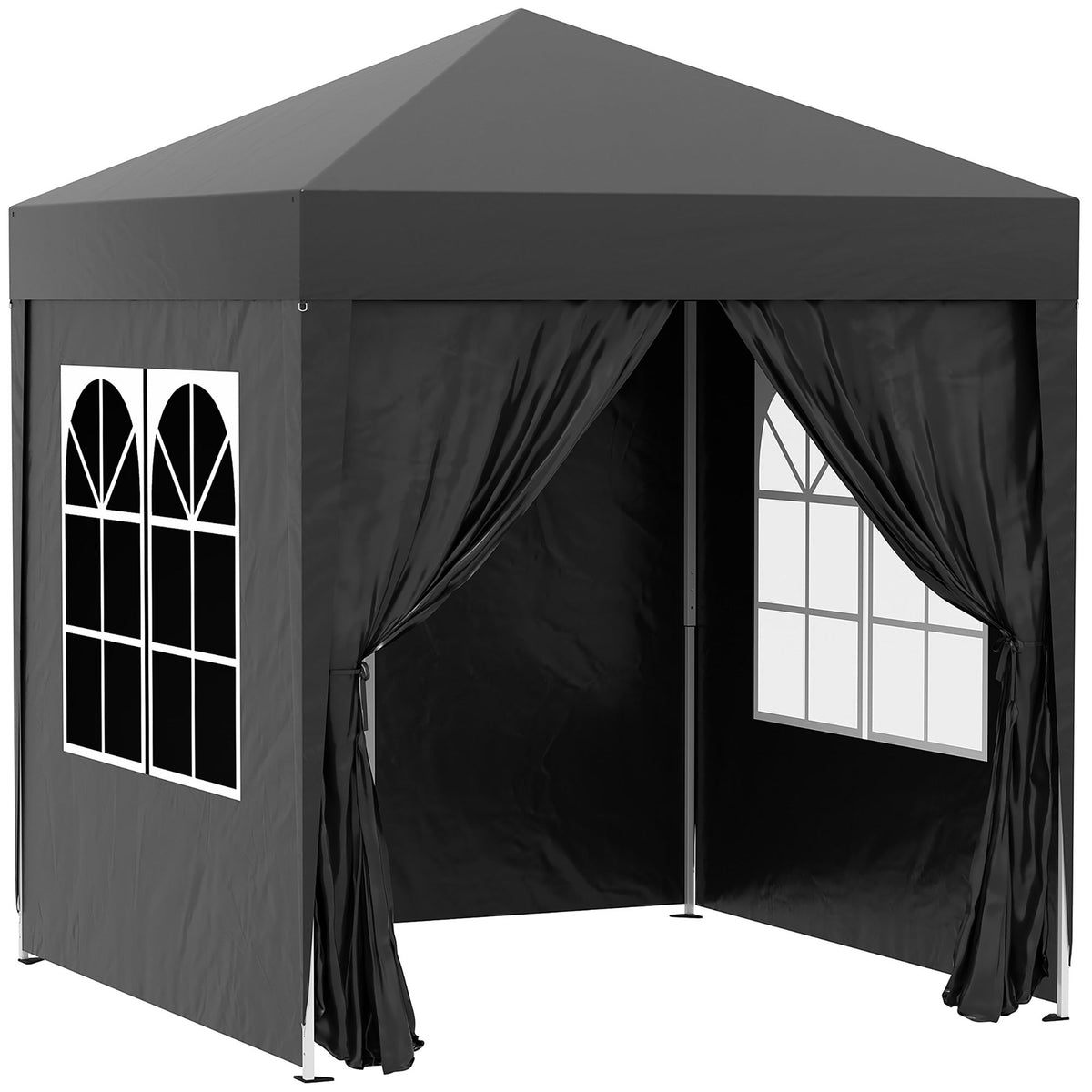 6.6' x 6.6' Pop-Up Canopy Tent with Sidewalls and Carry Bag, Black — product view 2