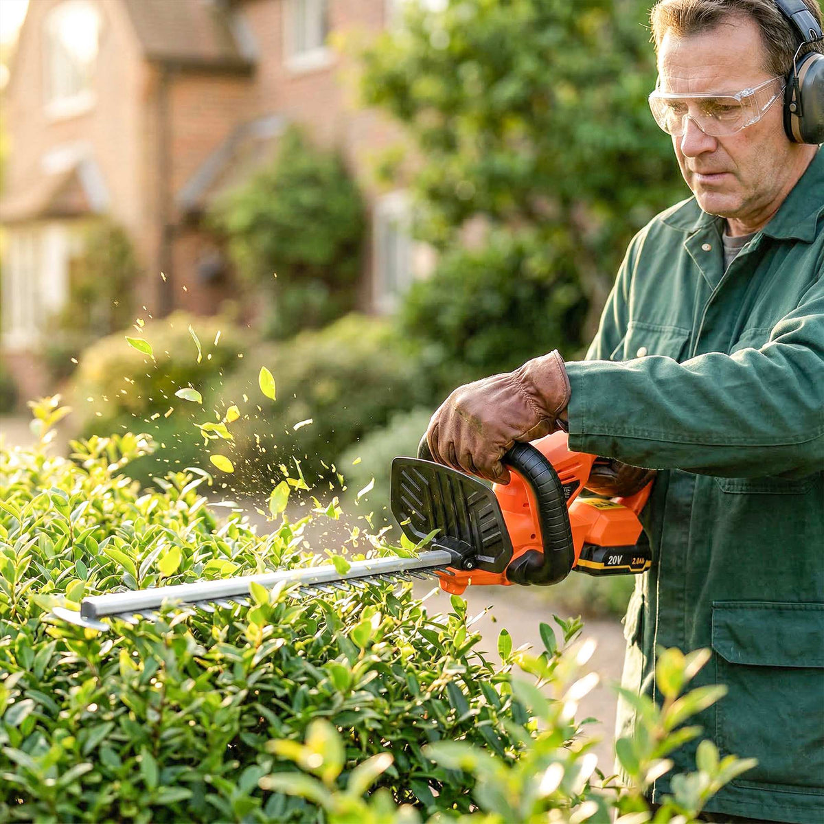 20" Cordless Hedge Trimmer with Battery and Charger, Orange — product view 4