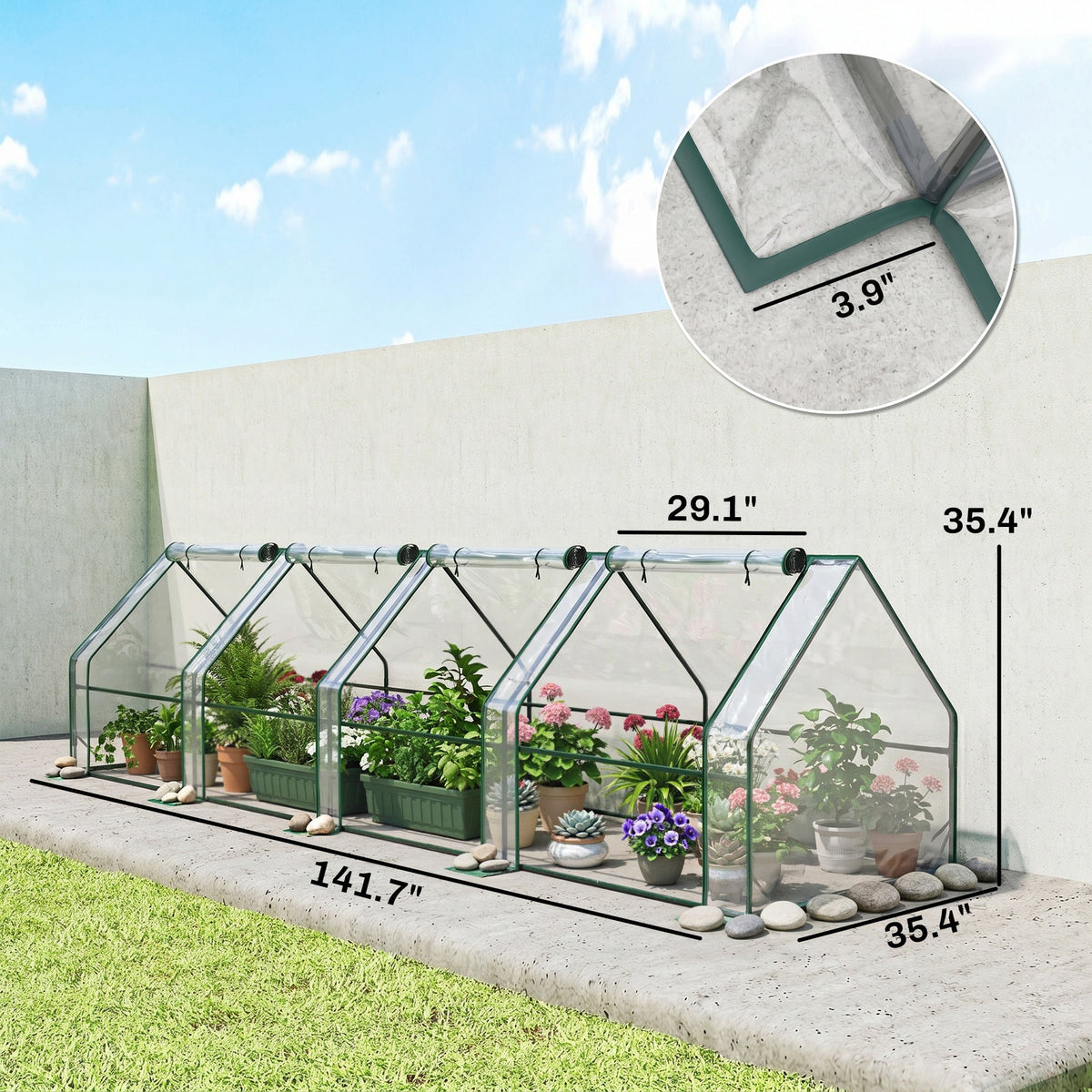 Mini Greenhouse with Zippered Doors & Roll-up Windows, — product view 5