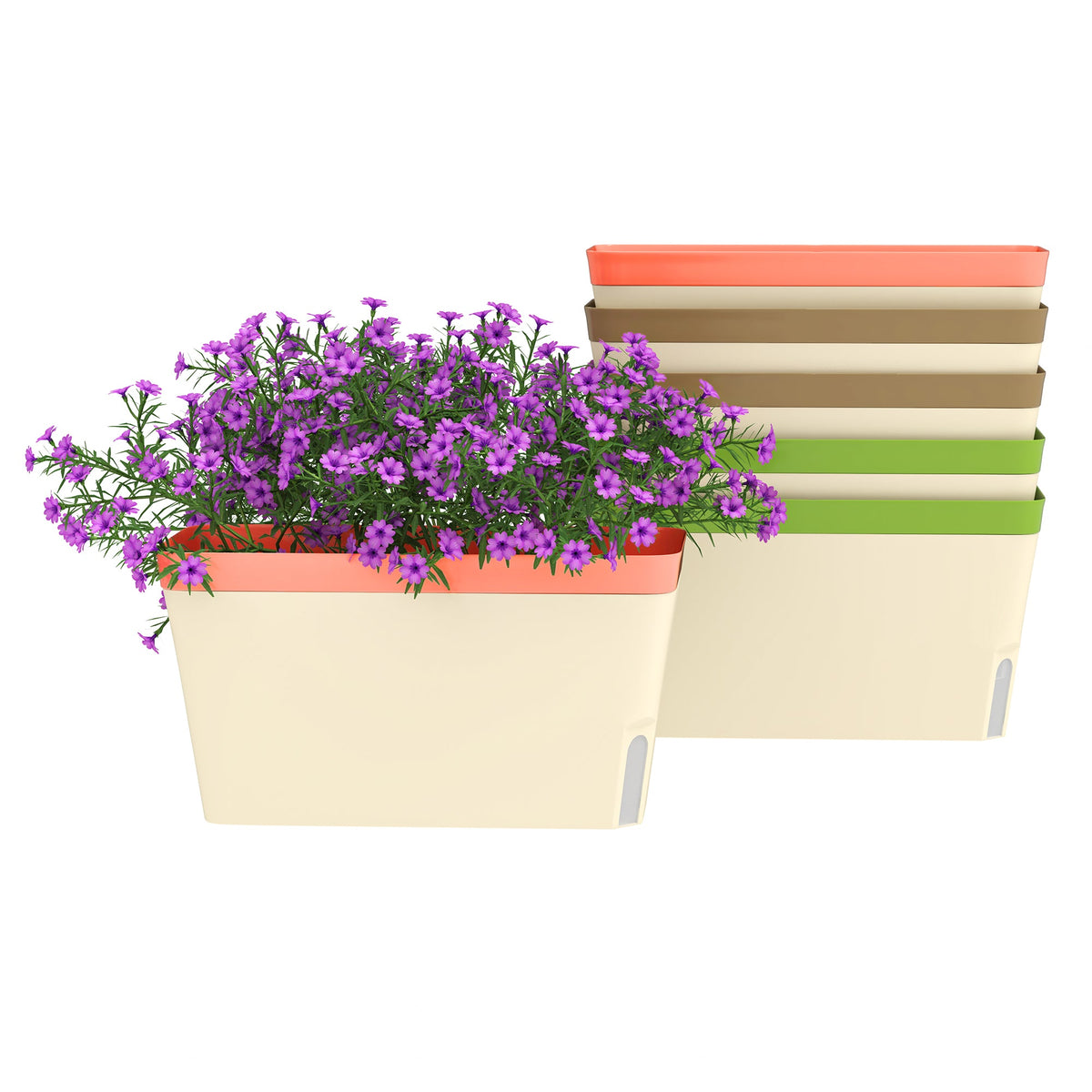6 Pack 10.5" Self-Watering Planter Boxes with Water Level Indicator — product view 1