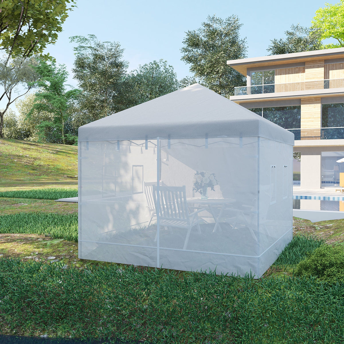 Pop Up Canopy Mesh Sidewalls Set of 4 for 10' x 10' Tent, White — product view 3