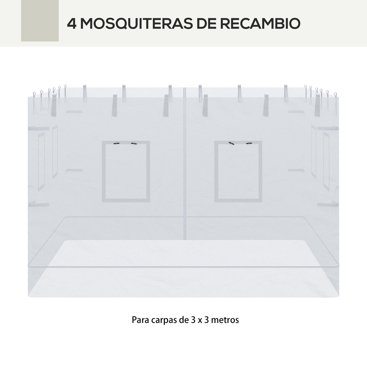 Pop Up Canopy Mesh Sidewalls Set of 4 for 10' x 10' Tent, White — product view 6