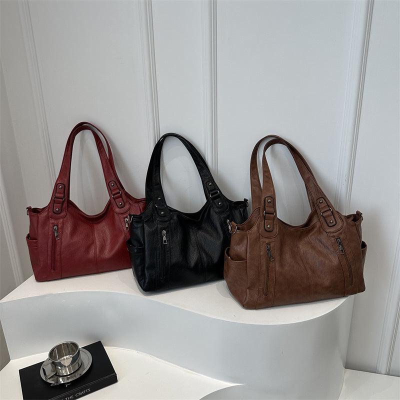 Functional Leather Shoulder Bag — product view 4