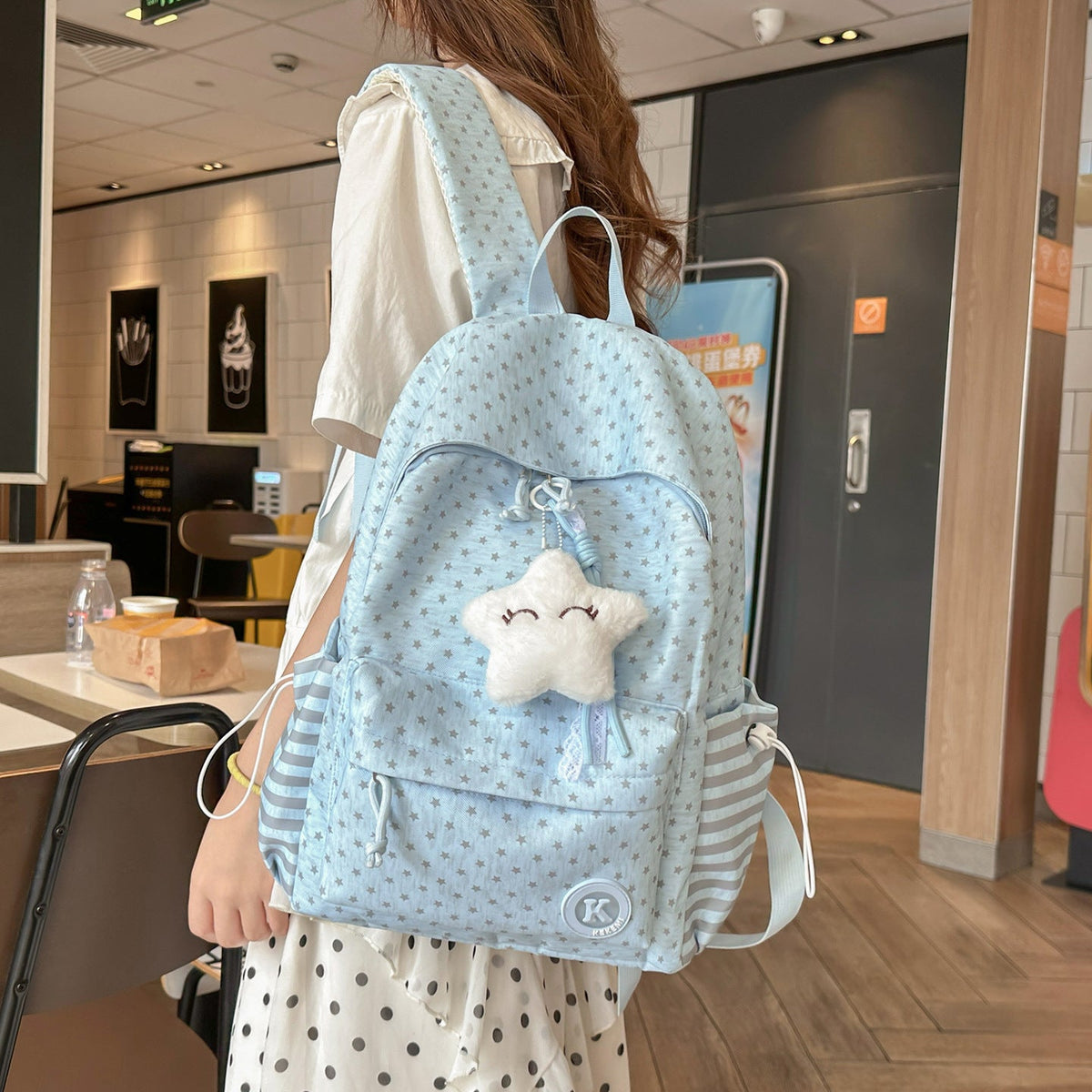 Cute Star-Patterned Backpack LoungeYard — product view 2