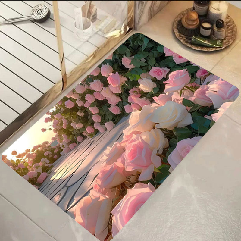 Floral Print Bath Mat LoungeYard — product view 3