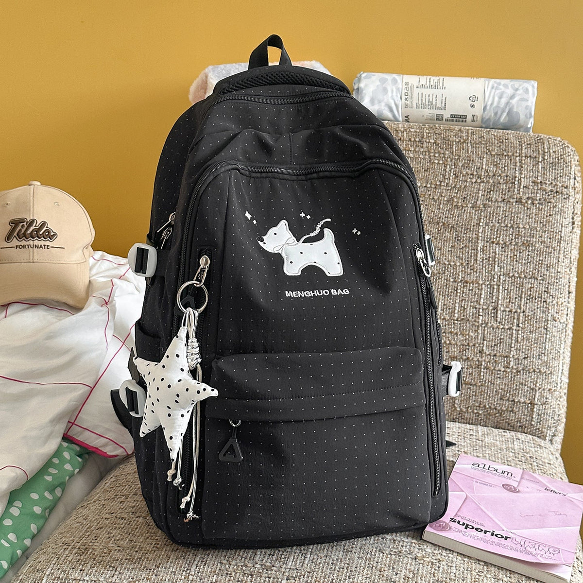 Graphic Cat-Themed Backpack LoungeYard — product view 6