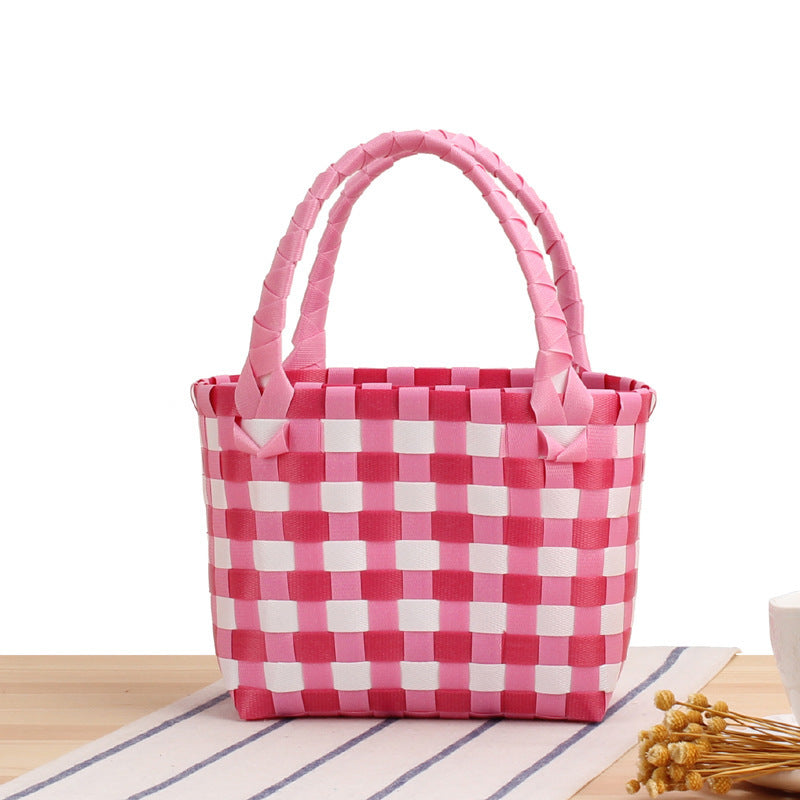 Handcrafted Tote Bag in Modern Check Pattern LoungeYard — product view 6