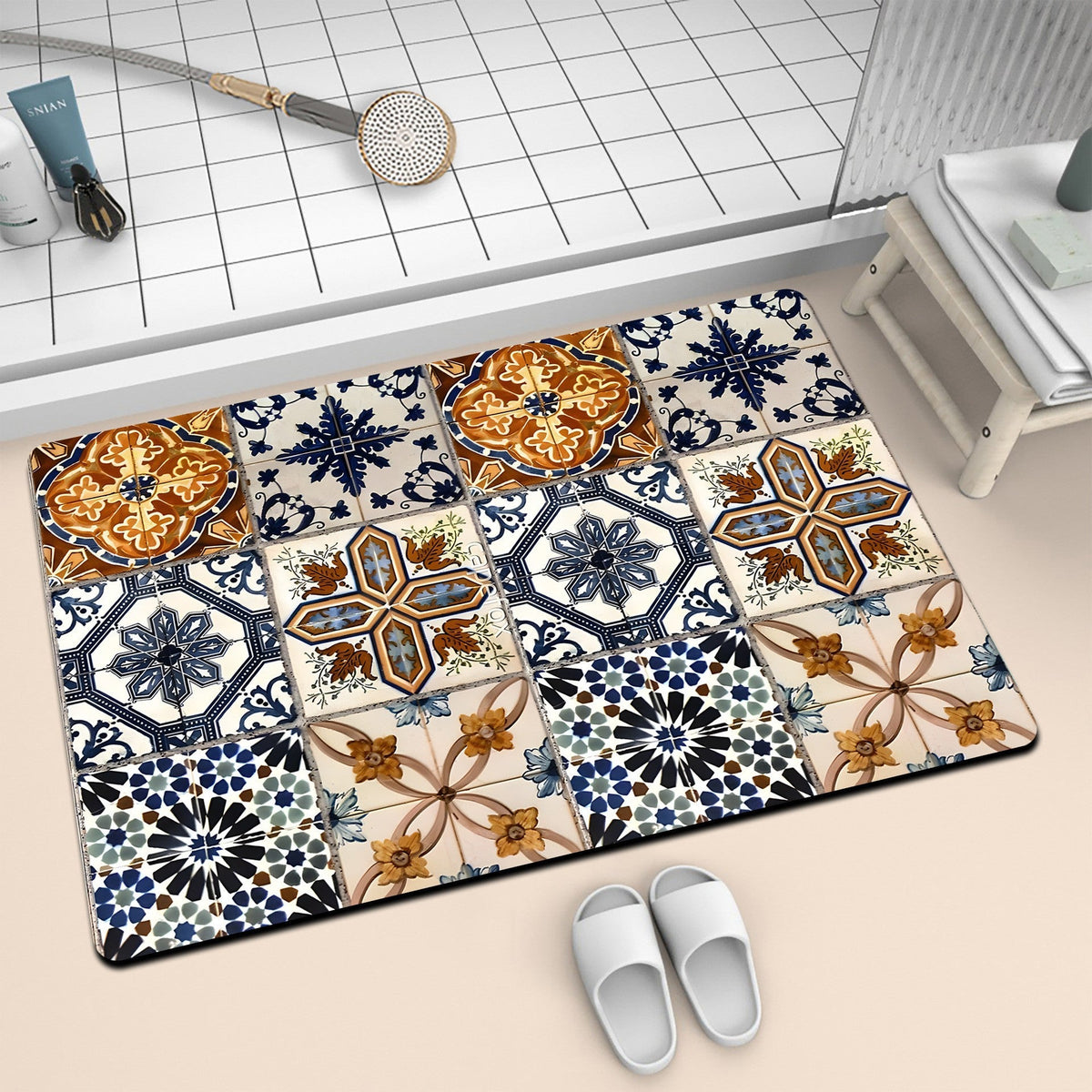 Colorful Geometric Pattern Bath Mat LoungeYard — product view 4