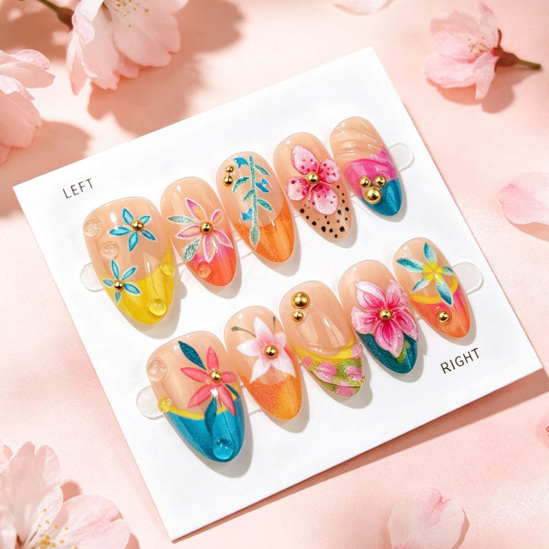 Floral Acrylic Press-On Nails Set — product view 1