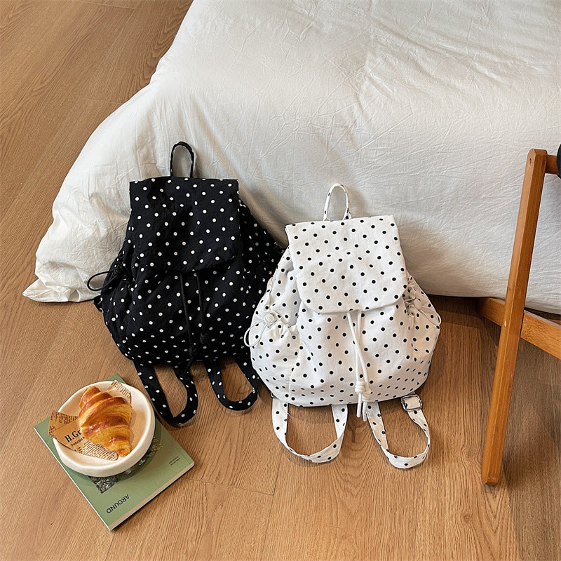 Casual Drawstring Polka Dot Backpack LoungeYard — product view 4